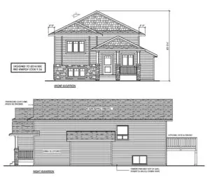 Front & side elevations for the small church parsonage.
